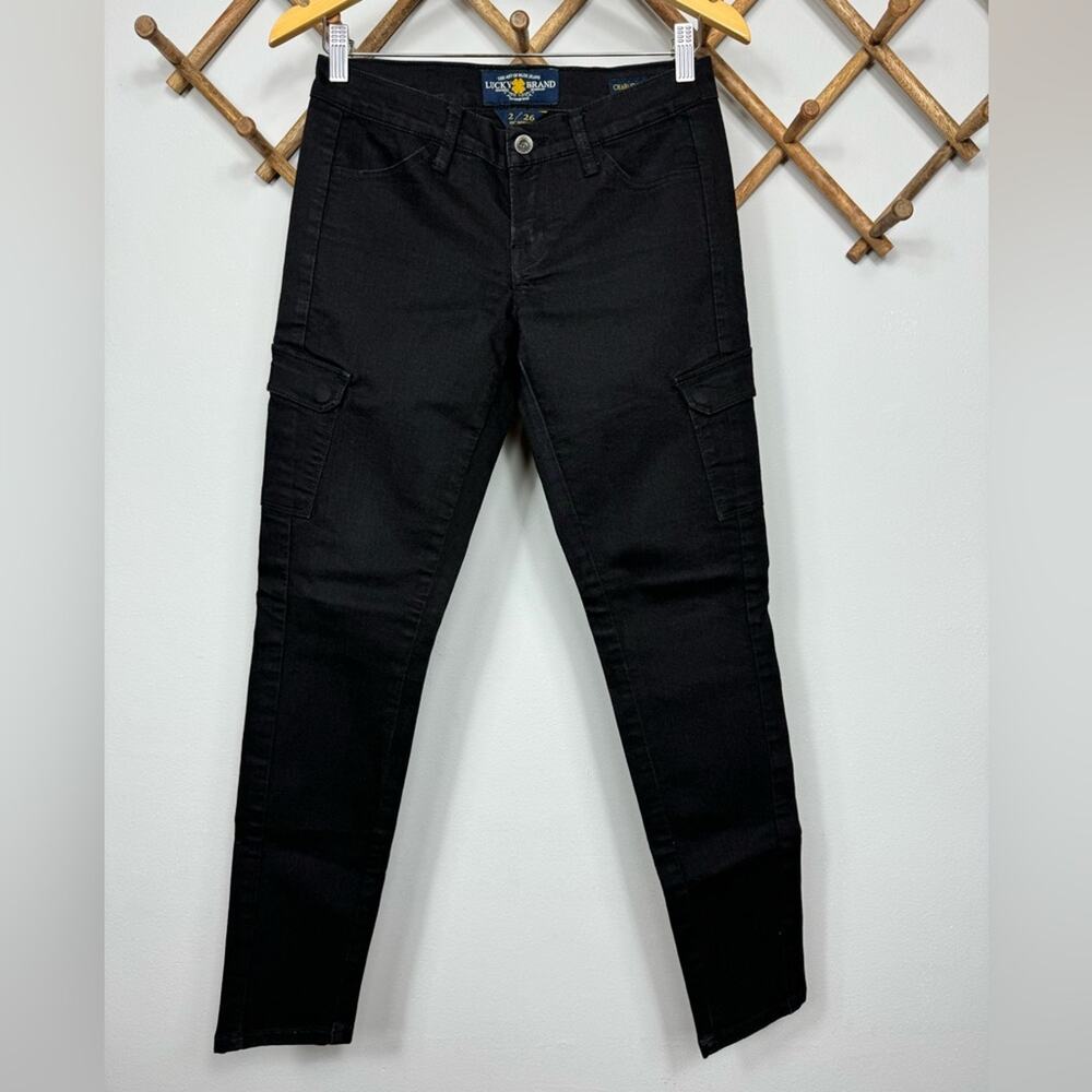 Lucky Brand Charlie Super Skinny Cargo Jeans in Black Women's Size 2/26